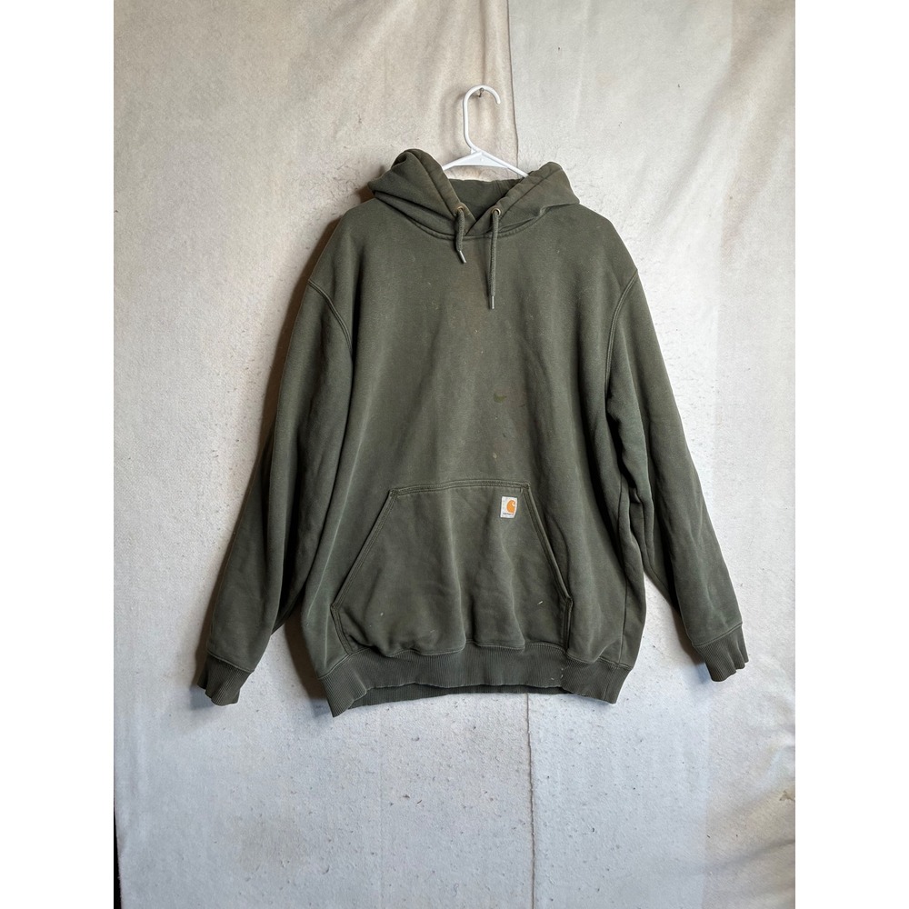 Carhartt Mens XL Tall Olive Green Midweight Hooded Sweatshirt K121 Workwear